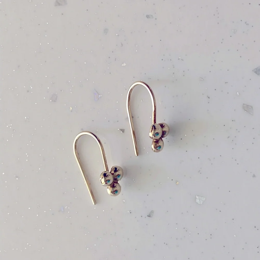 Etsy Efrat dot 14k white gold earrings,bat mitzvah gift, gold drop earrings - Picture 5 of 7